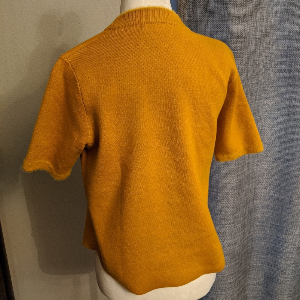 Short-sleeved mustard sweater - Picture 4 of 4